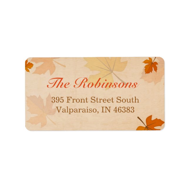 Autumn Falling Leaves Red and Gold Stylish Label (Front)