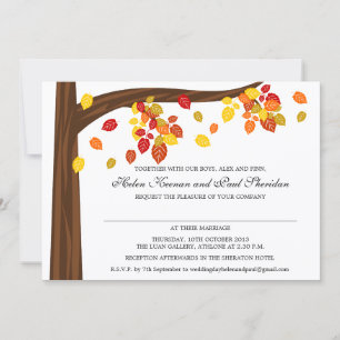 Autumn Falling Leaves Wedding V3 Invitation