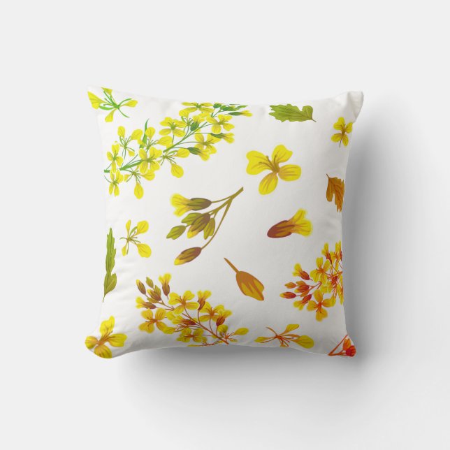 Autumn Falls Floral Pattern Throw Pillow (Front)