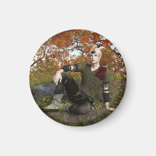 Autumn Fantasy Prince Forest Portrait Magnet