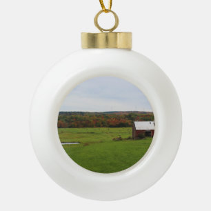 Autumn Farm Ceramic Ball Christmas Ornament
