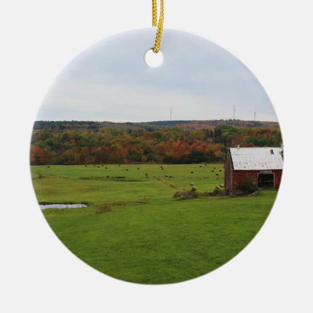 Autumn Farm Ceramic Ornament (Front)
