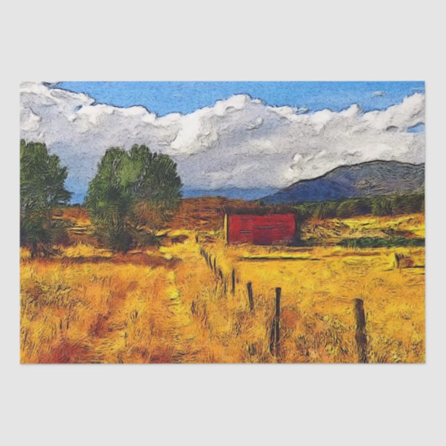 Autumn Farm Fields Decoupage Tissue Paper (Front)