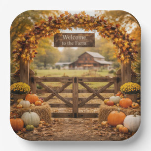 Autumn Farm Gate Paper Plate