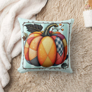 Autumn Farmhouse Quilt Style Home Décor Throw Pillow