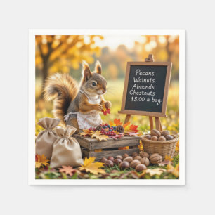 Autumn Farmstand With a Squirrel  Napkin
