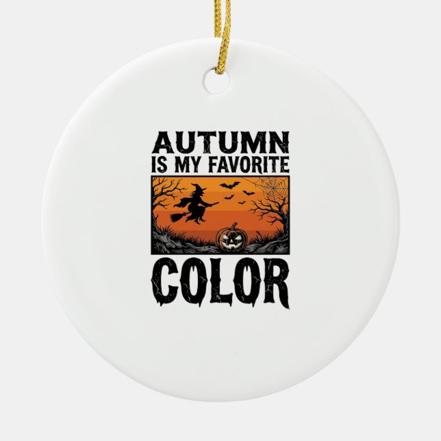 Autumn Favourite Colour Halloween Pumpkin Vector D Ceramic Ornament (Front)