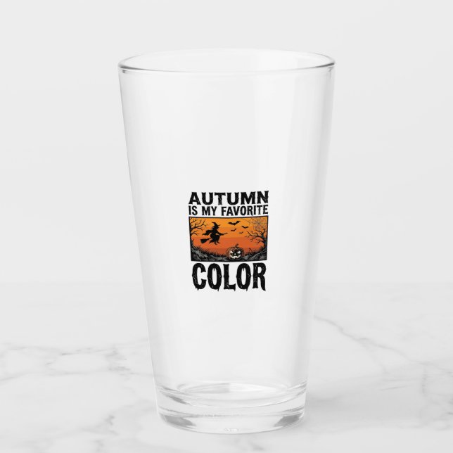 Autumn Favourite Colour Halloween Pumpkin Vector D Glass (Front)
