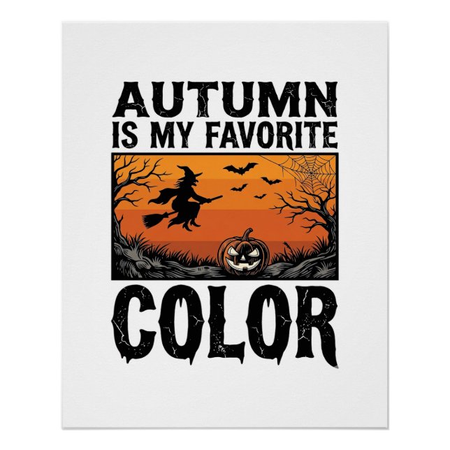 Autumn Favourite Colour Halloween Pumpkin Vector D Poster (Front)