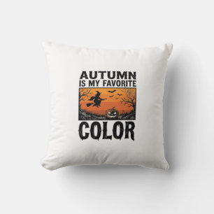 Autumn Favourite Colour Halloween Pumpkin Vector D Throw Pillow
