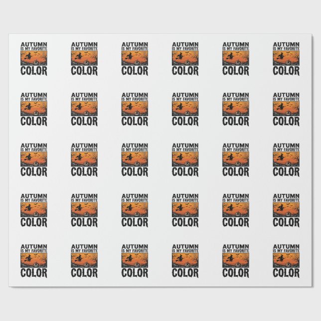 Autumn Favourite Colour Halloween Pumpkin Vector D Wrapping Paper (Flat)