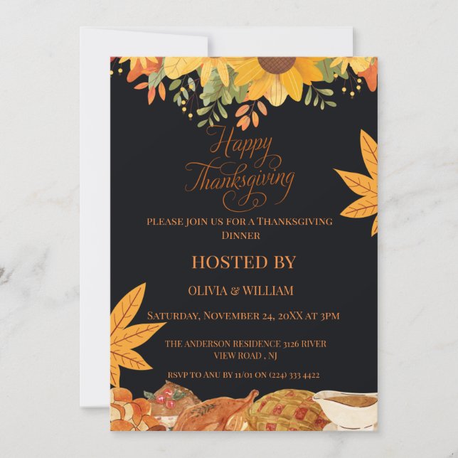 "Autumn Feast: Celebrate Thanksgiving with Us" Invitation (Front)
