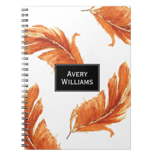 Autumn Feathers Watercolor Illustration Notebook
