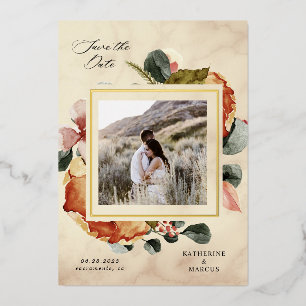autumn feel elegant floral save the date