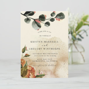 autumn feel elegant floral Wedding Invitation