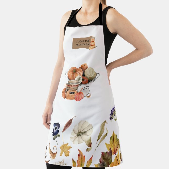 autumn feel floral pumpkin monogram apron (Insitu)