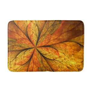 Autumn Feeling, Modern Abstract Fractal Flower Bath Mat