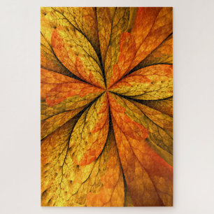 Autumn Feeling, Modern Abstract Fractal Flower Jigsaw Puzzle