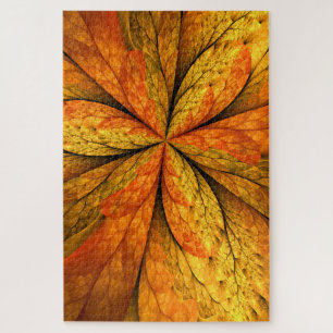 Autumn Feeling, Modern Abstract Fractal Flower Jigsaw Puzzle