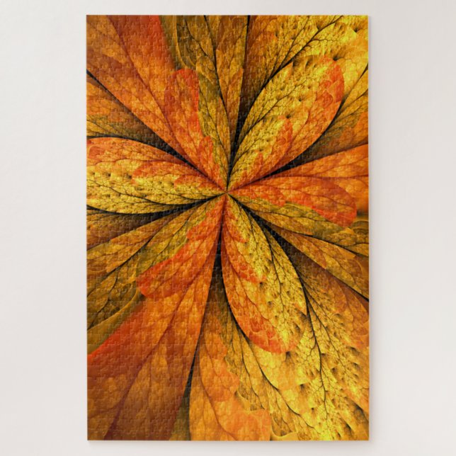 Autumn Feeling, Modern Abstract Fractal Flower Jigsaw Puzzle (Vertical)