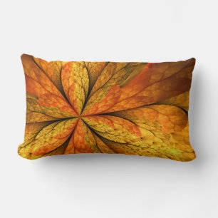 Autumn Feeling, Modern Abstract Fractal Flower Lumbar Pillow