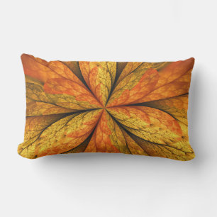 Autumn Feeling, Modern Abstract Fractal Flower Lumbar Pillow