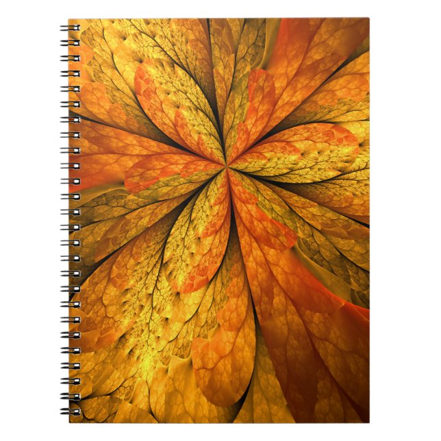 Autumn Feeling, Modern Abstract Fractal Flower Notebook (Front)