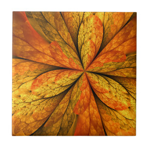 Autumn Feeling, Modern Abstract Fractal Flower Tile