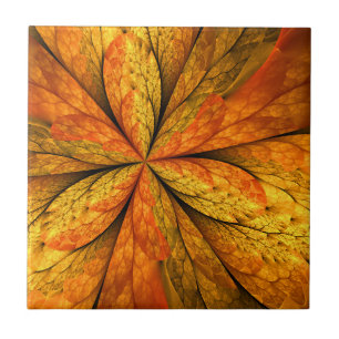 Autumn Feeling, Modern Abstract Fractal Flower Tile