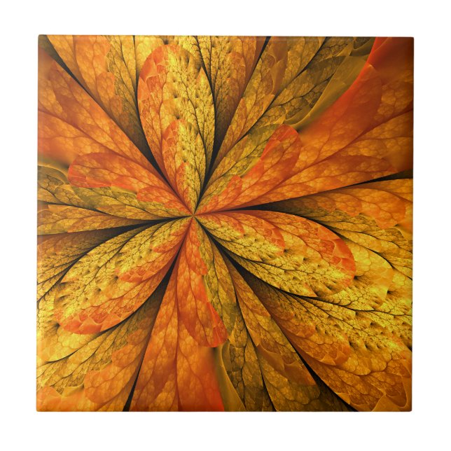 Autumn Feeling, Modern Abstract Fractal Flower Tile (Front)