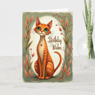 Autumn Feline Birthday Card