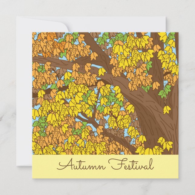 Autumn Festival Fall Coloured Leaves Oak Tree Invitation (Front)