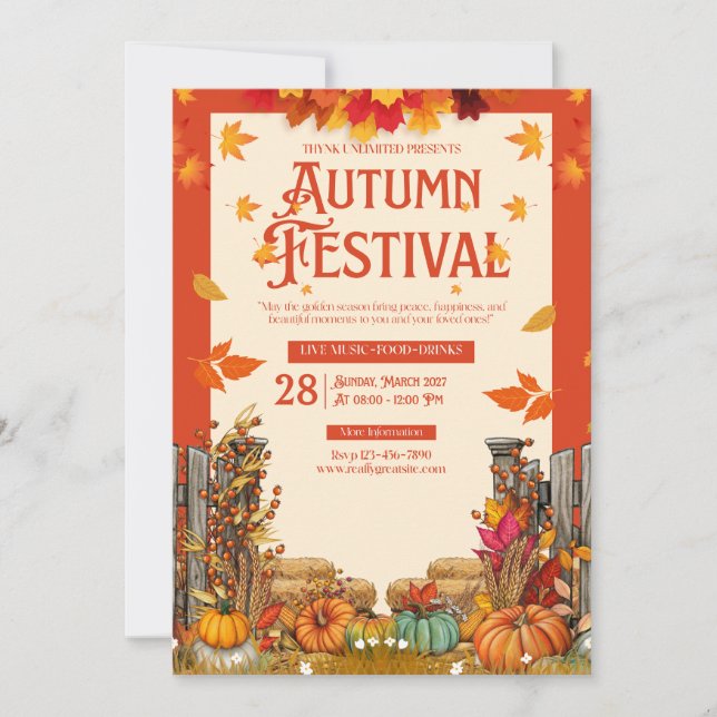 Autumn Festival Harvest Party Art Invitation (Front)