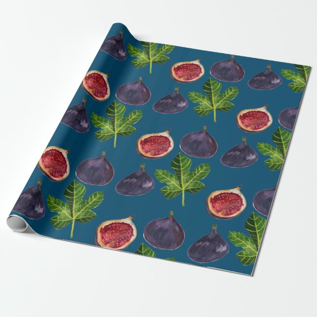 Autumn  FIGS fruity watercolor Wrapping Paper (Unrolled)