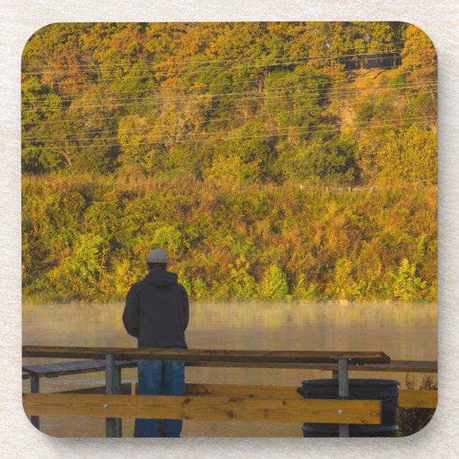 Autumn Fishing Lake Springfield Coaster (Front)