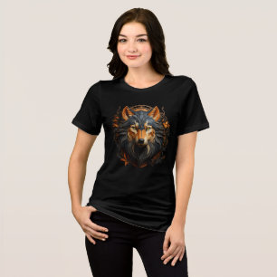 Autumn Flame Steampunk Wolf Art Print Tri-Blend Shirt