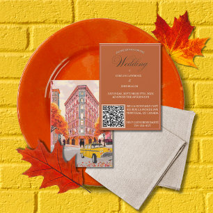 Autumn Flatiron Building NYC Wedding Taxi Invitation