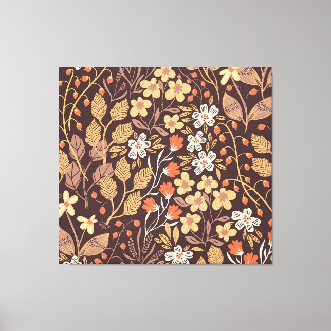 Autumn Flora: Vintage Seamless Pattern Canvas Print (Front)