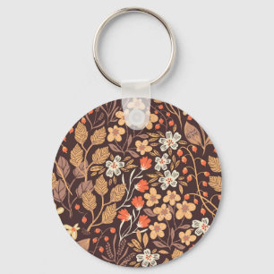 Autumn Flora: Vintage Seamless Pattern Keychain