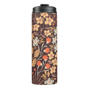 Autumn Flora: Vintage Seamless Pattern Thermal Tumbler