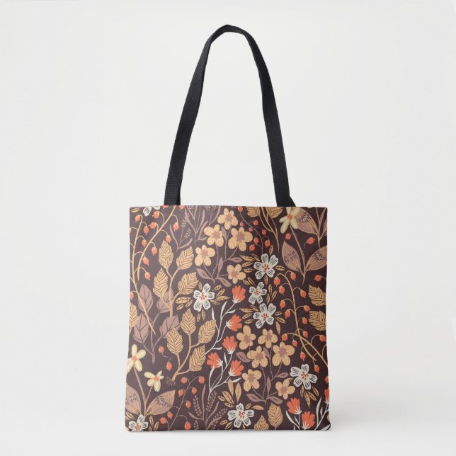 Autumn Flora: Vintage Seamless Pattern Tote Bag (Front)