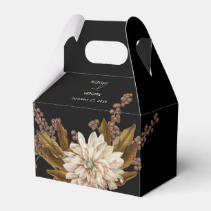 Autumn Floral Black Watercolor Fall Wedding Favor Box