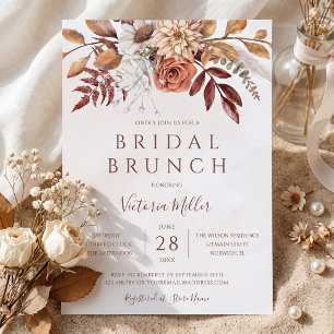 Autumn Floral Boho Fall Foliage Bridal Brunch Invitation