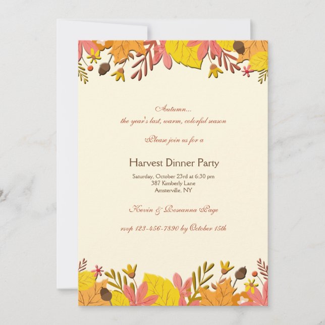 Autumn Floral Borders Invitation (Front)