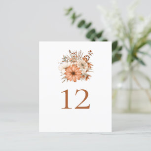 Autumn Floral Bouquet Wedding Table Number