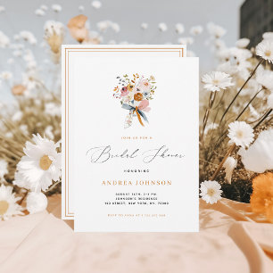 Autumn Floral Bouquet with Bow Fall Bridal Shower Invitation