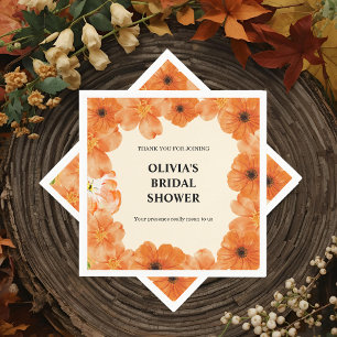 Autumn floral bridal shower paper napkins