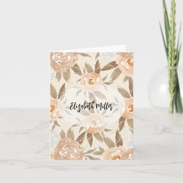 Autumn Floral Bridal Shower Thank You Note Card (Front)