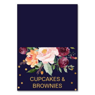 Autumn Floral Buffet Food Labels Table Number