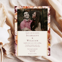 Autumn Floral Burgundy Cream Classic Photo Wedding